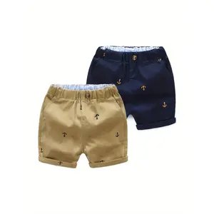 2 Pack Toddler Boys Cotton Athletic Shorts With Pockets Pull On Design Active Adorable Anchor Print Soft Breathable Casual Summer Shorts For Kids 1 7 Years Outdoor