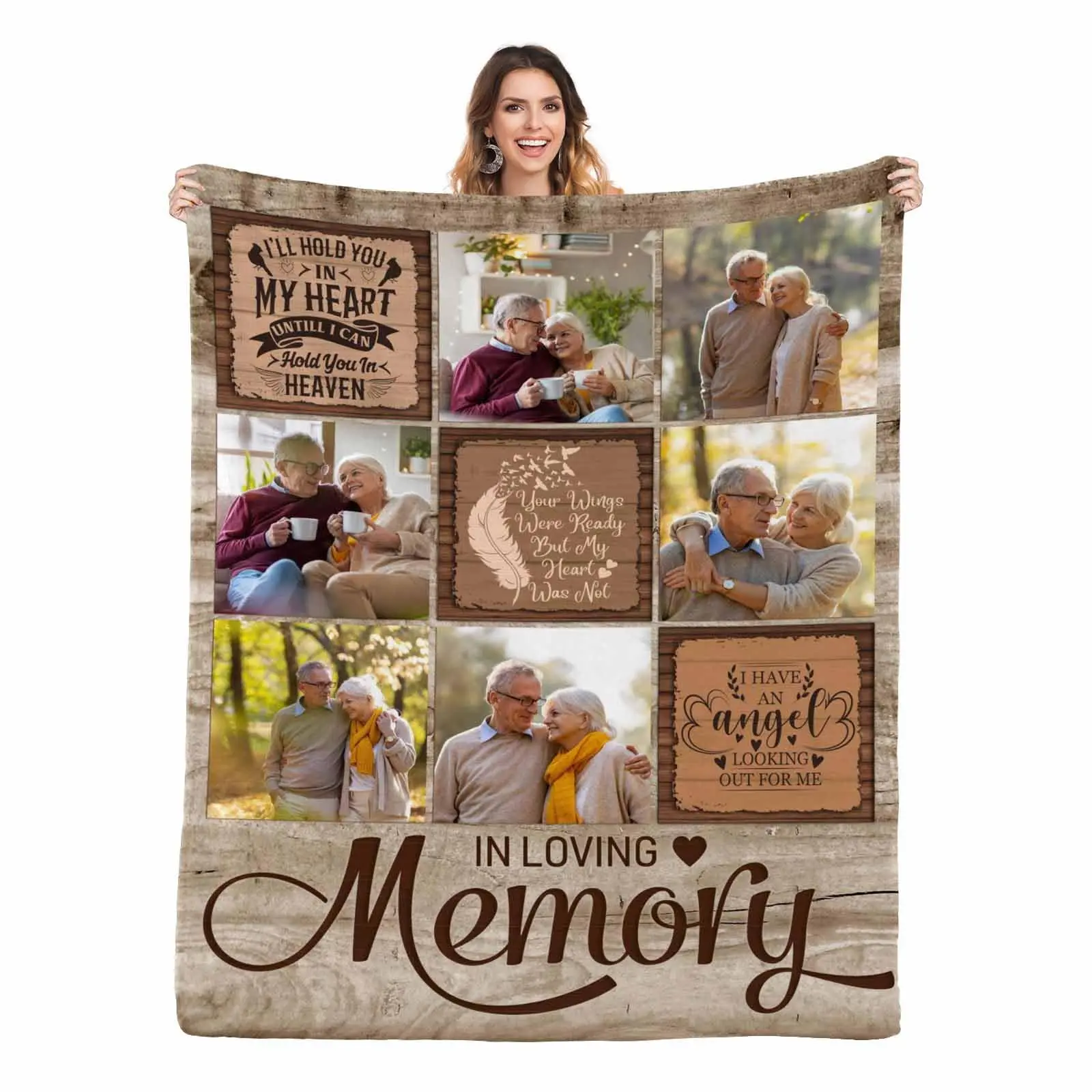 Custom Photo Memorial Blanket, Soft Cozy Custom Flannel Blanket, Personalized Sympathy Throw Gift for Loving Remembrance, Soft Cozy Blanket