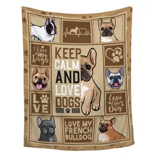 Bulldog Blanket Gift  Cozy Plush Fuzzy Flannel Fleece Blanket for Couch Sofa Camping,40x50
