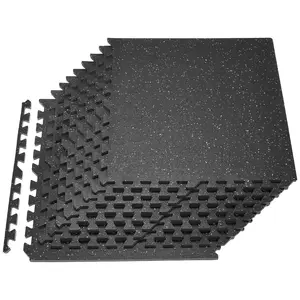 VEVOR Puzzle Exercise Mat, 12 PCS Fitness Equipment Mats, 24 x 24 x 0.56 in, High-Density EVA Foam Mat Set, Interlocking Rubber Soft Tiles, Protective Floor Padding with White Dots for Home Gym Offic