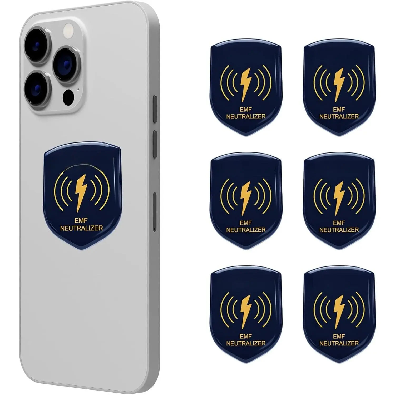 EMF Neutralizer Stickers, EMF Blockers for Phones, Tablets, Laptops & WiFi Devices, FCC-Recognized & NVLAP-Accredited Lab Tested Up to 99%  Reduction, Shielded Protection, Pack of 6