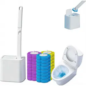 Disposable Toilet Cleaning System: Toilet Brush & Holder Kit with 24PCS Pre-Soaked Cleaner Wall-Mount Scrubbing Toilet Brush Bathroom Cleaning Kit