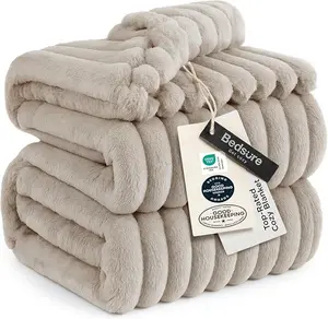 【Memorial Day Deals】Bedsure Luxury  Corduroy Fleece Sleep  Blanket- Ultra Soft, Warm, Cozy Extra Soft  Baby Blanket for Sofa, Bed, Nursery Ideal Seasonal Gift Solid Yellow Color, Lightweight Comforter