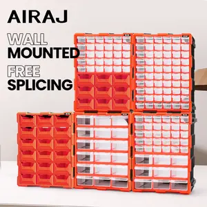 AIRAJ Storage Bin with Drawers - 18  to 60-Drawer Plastic Tool storage Organizer - Hardware or Craft Cabinet for Storing Beads, Toys, or Nuts and Bolts by Stalwart， for Desktop or Wall Mounted Organization gifts  for  father