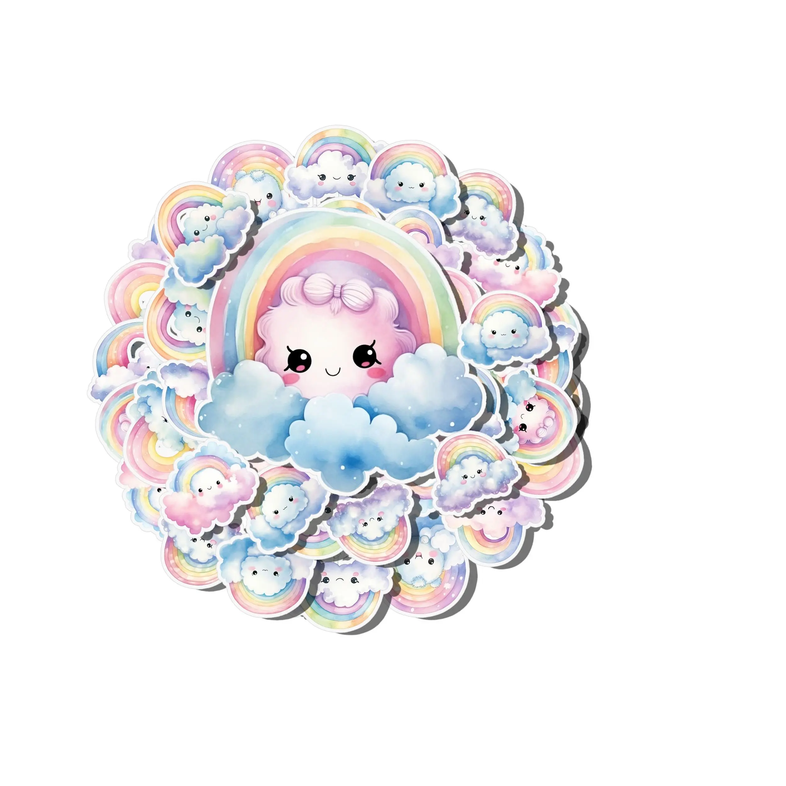 Rainbow Cloud Sticker Set – 20-Piece Kawaii Cute Cloud & Rainbow Stickers Collection