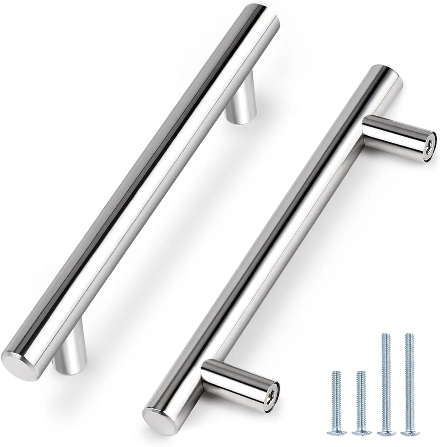 5-Pack 5-Inch Polished Chrome Cabinet Pulls, Stainless Steel T-Bar Drawer Handles for Kitchen Cabinets, Cupboards, Dressers and Furniture