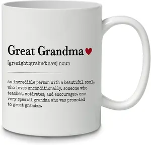 DOTAIN Great Grandma Definition Meaning Coffee Mug Ceramic Cup(11oz), Double Side Printed, Funny New Gag Novelty Mug Gifts For Grandma, Nana, Grandmother, Granny