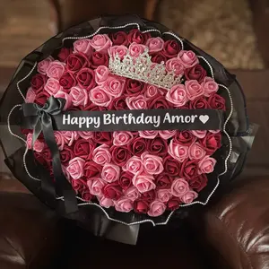 Handcrafted Pink and Red Bouquet for Girlfriend or Wife - Birthday or Valentine's Day Gift