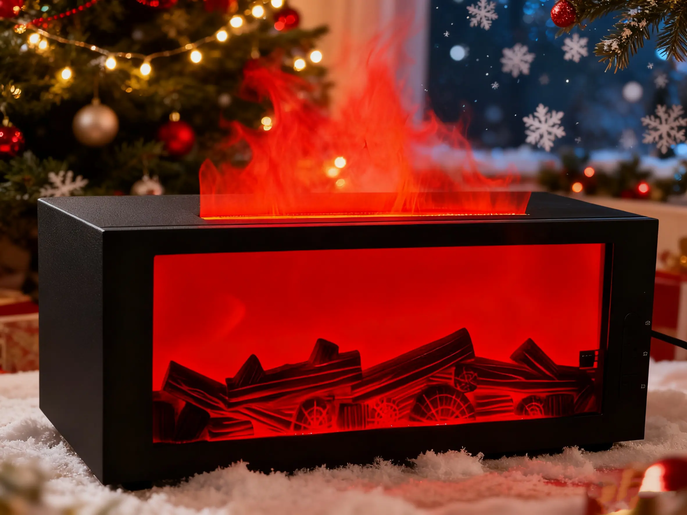 Flame Aroma USB-Powered Noiseless Humidifier - Fire Visual Ambiance Night Light, Essential Oil Diffuser, Room Decor, Cockroach Bait Packets, Slim Trash Can with Odor Filter, Natural Aromatherapy (Father's Day/Thanksgiving Gift)