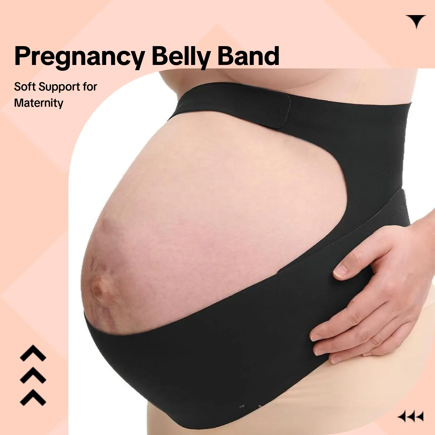Women's Basic Casual Maternity Belt - Stretchable Plain Polyester-Elastane Compression Shapewear Belly Band, Abdomen Support Stomach Wrap for 2nd & 3rd Trimester, Hand Wash Only, Line Dry, Do Not Bleach