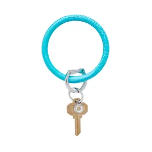 Leather Big O® Key Ring - Peacock Croc-Embossed