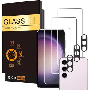 Screen Protector for Galaxy S23 [6.1 Inch] 3Pack + 3Pack Camera Lens Tempered Glass Fingerprint Unlock Compatible 0.25mm Ultra Clear Anti-Scratch Case Friendly [Not For S23 Ultra]