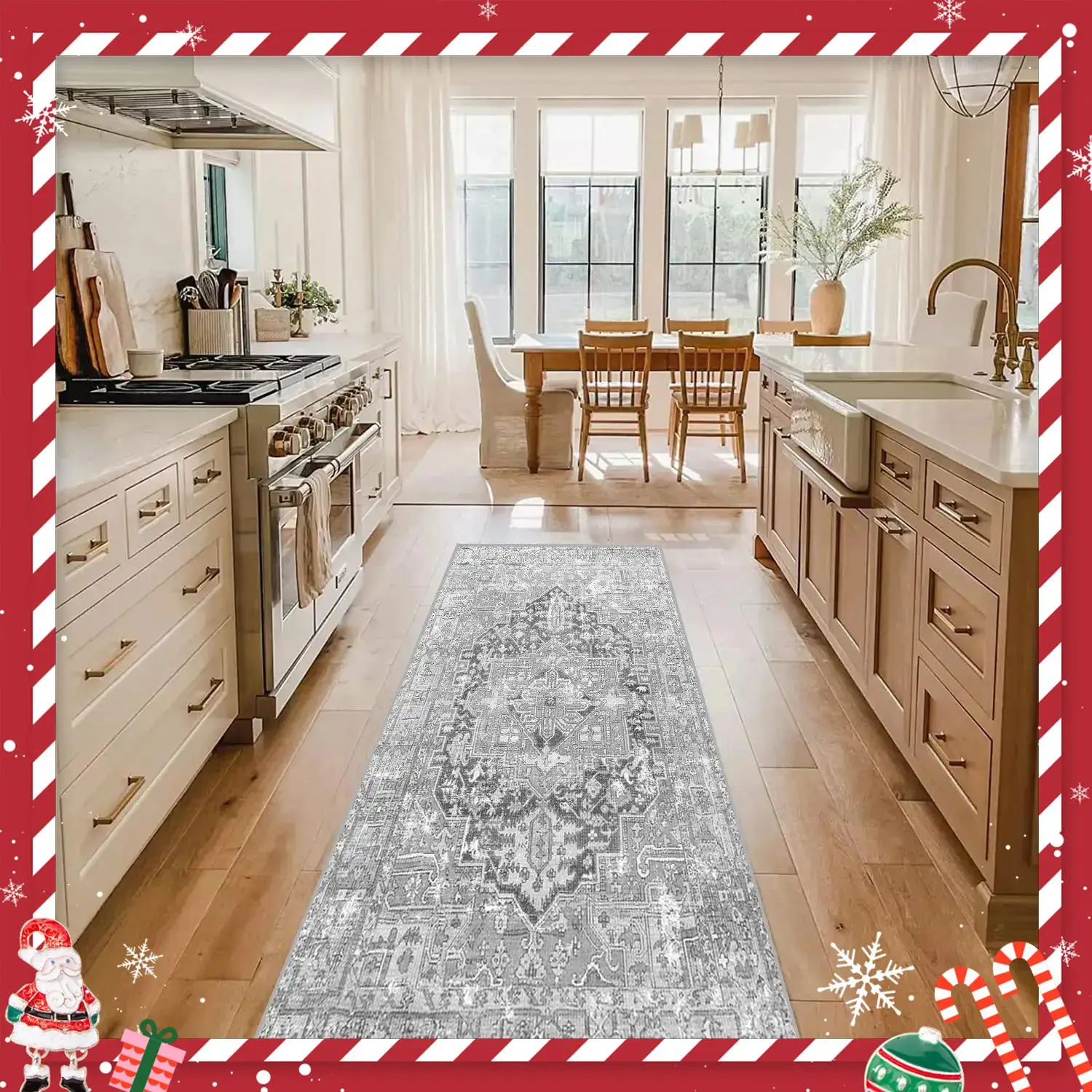 Boho Non Slip Floor Mat, 1 Count Modern Simple Universal Large Rug, Practical Decorative Carpet for Living Room Bedroom Kitchen Dining Room