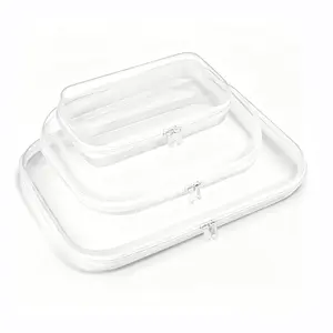 [summervibes]3Pack Clear Hard Shell Storage Cases, Waterproof Dustproof PVC Zipper Bags, Portable Organizer for Toiletries, Makeup, Beads, Travel Accessories, Great Home Gift for Mom Wife super brand day