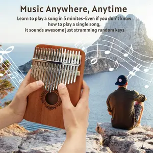 Portable Mbira Finger Piano, Wood  17 Keys Kalimba Thumb Piano, Gifts for Kids and Adults Beginners
