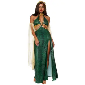 Snake Girl Costume Halloween Cos Costume Greek Mythology Cyan Gorgon Snake Hair Banshee Halloween Party Carnival Stage Performance Costume