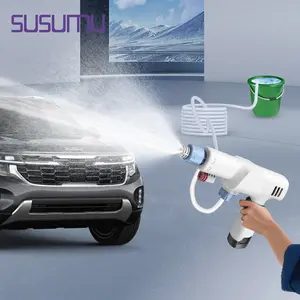 SUSUMU Portable Heavy Duty High Pressure Car Wash Water-gun, Rechargeable Cordless Car Wash Tool, Washer With 6-in-1 Nozzle,  HosePower Cleaner with 5 m  Hose for Cars/Patios