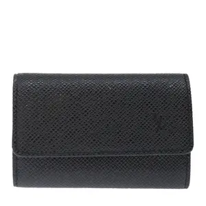 Pre-owned Louis Vuitton Leather Small Leather Goods 6 Key Holder Black Wallet