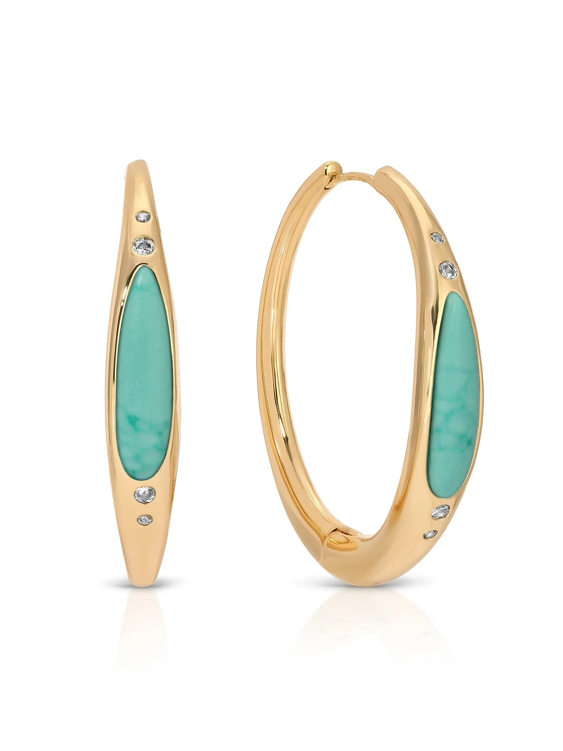 Ettika Turquoise Solstice Hoop Earrings 18K Gold Plated Turquoise Jewelry for Women Ettika Turquoise Solstice Hoop Earrings 18K Gold Plated Turquoise Jewelry for Women