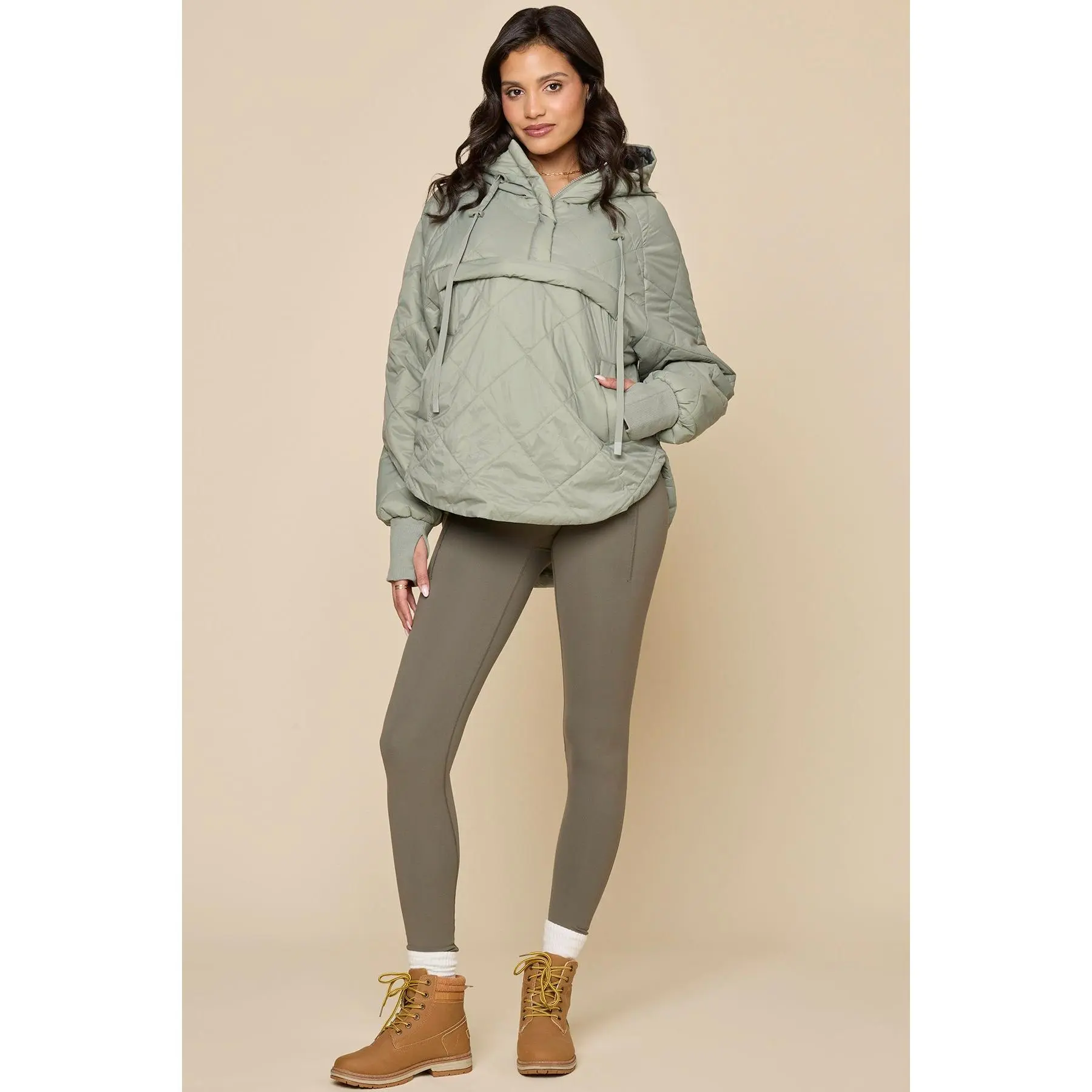 POPFLEX Women's Casual Basic Fit Pillow Packable Puffer Coat, Light Sage Tops