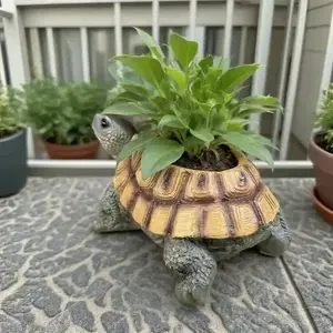 Creative Turtle Resin Planter, Drainage Hole Pot for Succulents & Plants, Indoor Outdoor Garden Decor, Unique Design, Durable Plant Container, Outdoor Planters