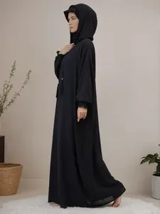 Dot-Pattern Women's Cotton Prayer Abaya with Double Hood, Plus Size Modest Islamic Prayer Dress, Breathable Non-See Through Khimar Outfit for Ramadan & Eid