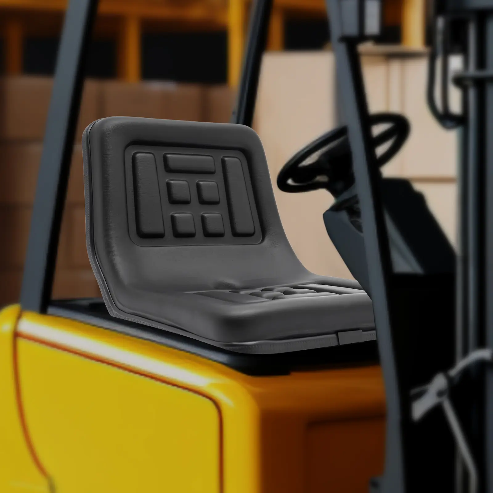 Universal Ergonomic Tractor Seat with 5.9 Inch Adjustable Slide & 220 lbs Load Capacity, PVC High-Elasticity Sponge Comfort Seat with Reinforced Iron Frame & Multi-Hole Mounting, Replacement Seat for Tractors, Forklifts, Lawn Mowers, Harvesters