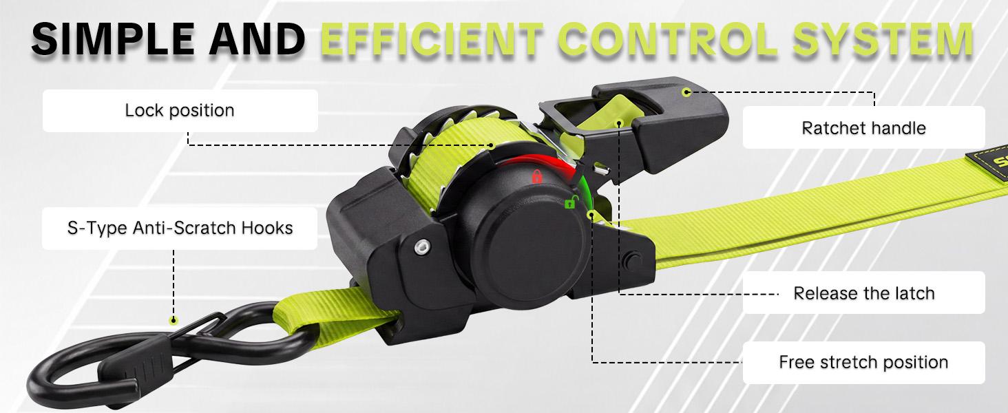 SEESE Sturdy Retractable Ratchet Straps 1"x 11 ft-1550 LB Break Strength Cargo Straps for Moving Appliances, Lawn Equipment, Motorcycle Green SEESE Sturdy Retractable Ratchet Straps 1"x 11 ft-1550 LB Break Strength Cargo Straps for Moving Appliances, Lawn Equipment, Motorcycle Green
