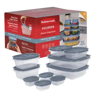 Rubbermaid Easy Store 20pc Large Rectangle Food Storage Container Set Lakeside Blue