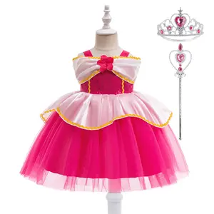 6M-3Y with Crown Magic Wand 089 Sequins Hot Pink Cartoon Cosplay Costume Fancy Carnival Kids Clothes Performance Princess Theme Party Holiday Baby Girls Ball Gown Toddle Cocktail Dress