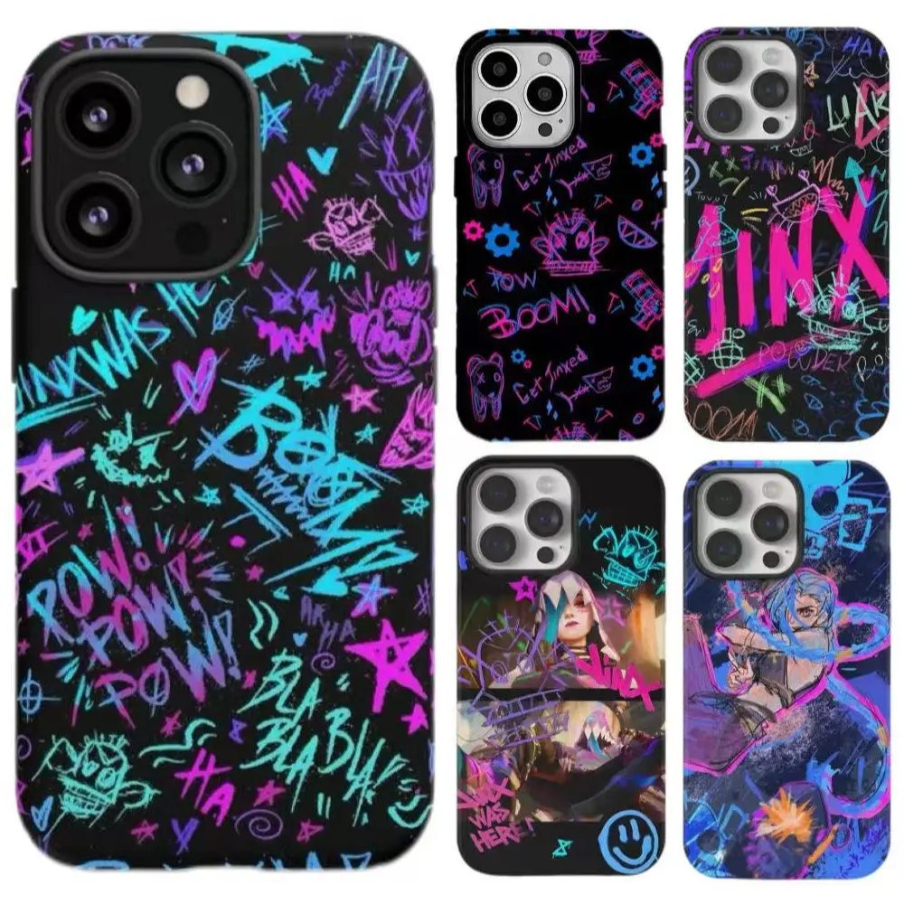 Hot Arcanes J-Jinx League of Legends Game Graffiti Phone Cases For iPhone 17 Promax Pro Air 16 Plus 15 14 13 12 Shockproof Protective Cover Protection