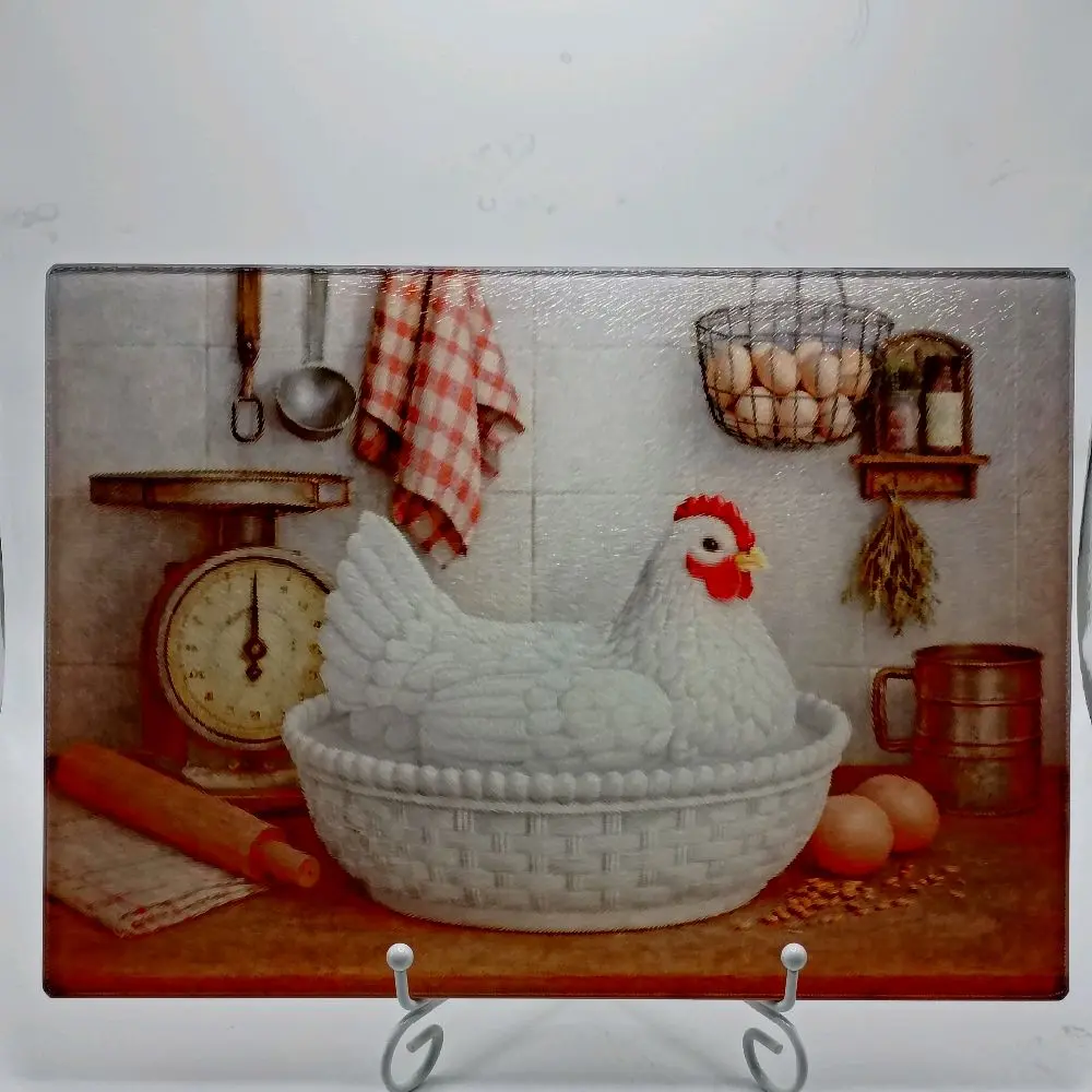 Glass Cutting Board, 8.5x11 in Food-Safe Kitchen Prep Board for Chopping Fruits, Vegetables