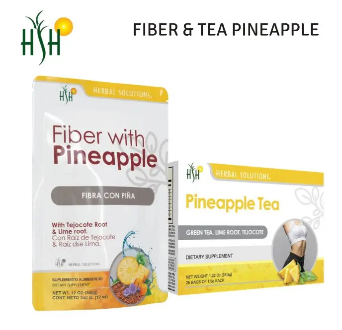 HERBAL SOLUTIONS FIBER WITH PINEAPPLE & PINEAPPLE TEA Daily Supplement Bundle