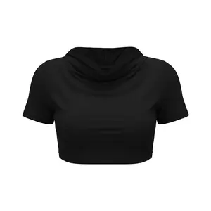 FDR 2-Way Wear Hooded Tee Reversible Crop Top Breathable Seamless Nude-Feeling Texture for Y2K Streetwear Comfortable Versatile Dress summerwins
