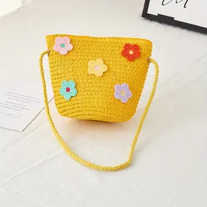 Kids' Paper Crossbody Bag - Brightly Colored, Small Flower-Decorated, Compact, Lightweight, Adjustable Strap Paper Bags for Storing Coins, Keys, Small Items