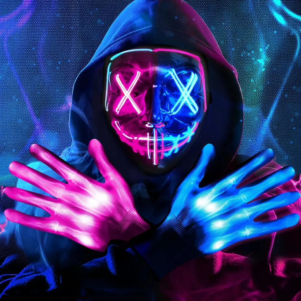 Halloween LED Light Up Mask, Scary Glowing Mask for Cosplay Costumes, Festival, Carnival Party Supplies Gifts