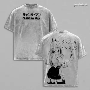 Power Chainsaw Man Tee Washed – The Movie: Reze Arc Vintage Oversized Heavy Cotton Anime Manga T-Shirt, Double Printed Retro Unisex Streetwear Graphic Top Gift for Otaku Fans