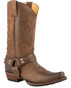 Men's Skull Oily Leather Harness Boot Bandit Toe - 09-020-7750-0890 Br