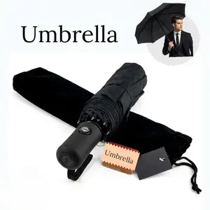 Travel Umbrella Windproof Auto Open Close – Lightweight 8-Rib Compact Folding Umbrella for Rain & Sun | Fits Backpack & Car