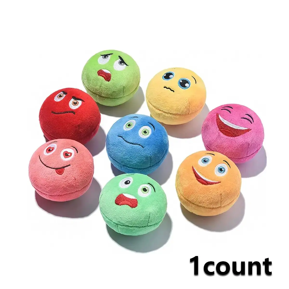 Random Color Emotions Pattern Pet Ball, 1 Count Cute Pet Stuffed Plushies for Indoor Outdoor, Pet Squeaky Plush Toy for Dogs & Cats, Pet Supplies