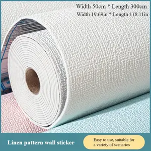 Linen Wallpaper Roll, Self-Adhesive Waterproof Wall Sticker, Touchable Aluminum Foil Base, Modern Home Decor for Living Room Bedroom Kitchen