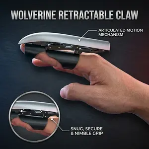 1 Set Cosplay Hand Prop, Retractable Wolf Claw Costume Accessory, 5-Claw Design 3D Halloween Costume Piece for Party Decoration