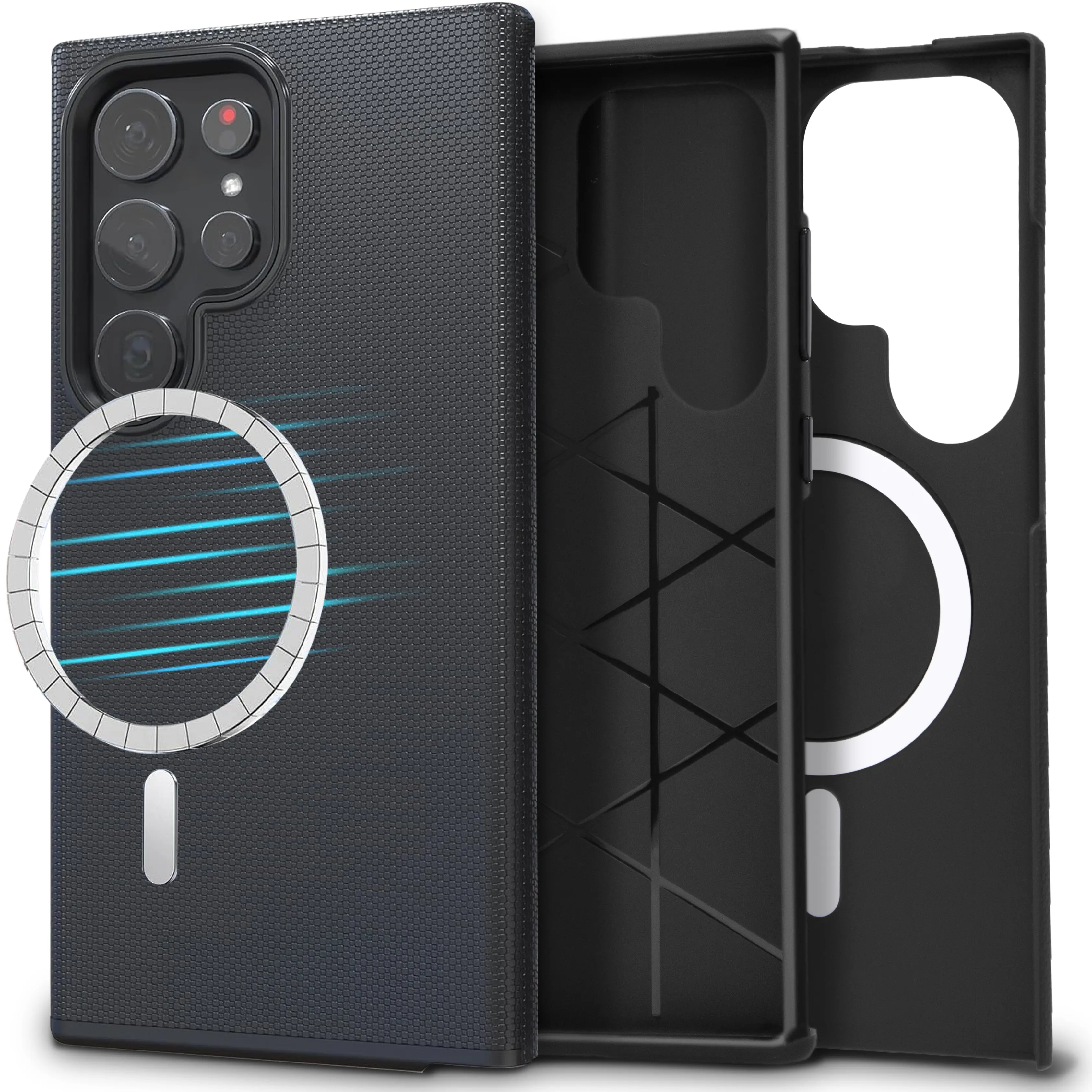 For Samsung Galaxy S25 S24 S23 Ultra S25 S24 Plus Case with Invisible MagSafe - Dual Layer Military Grade Shockproof Protection - Slim Textured Anti-Slip Cover - S-Pen Compatible & Wireless Charging Ready