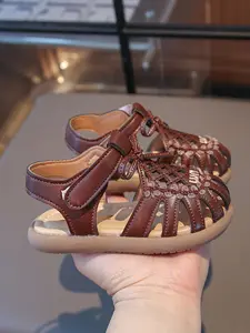 Cute Hollow Out Design Girls' Sandals, Bowknot Decoration & Velcro Closure, Sweet Princess Style Kids Footwear, Perfect for Summer