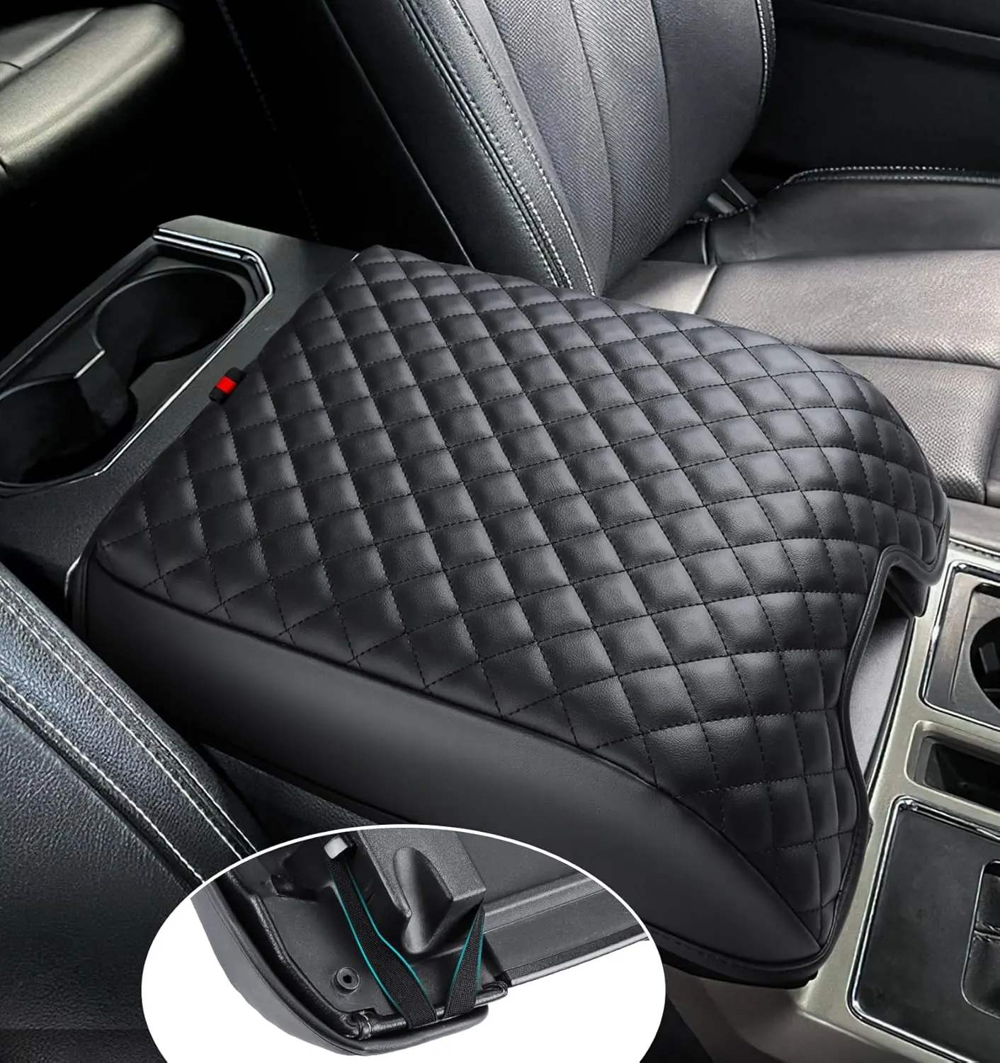 Center Console Cover for Ford F150 2015-2020, Armrest Cover for F250 F350 F450 2017-2022, Expedition 2018-2024, PU Leather   Interior Accessories Middle Console Cover, Bucket Seat