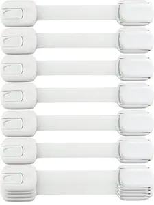 Child Safety Strap Locks (10 Pack) Baby Locks for Cabinets and Drawers, Toilet, Fridge & More. Adhesive Pads. Easy Installation, No Drilling Required, White