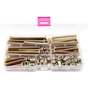 Baby Bed Crib Screws Hardware Replacement Kit, 100pcs 1/4-20" Crib Hardware Screws Barrel Nuts Replacement Kit for Cot Chairs Furniture