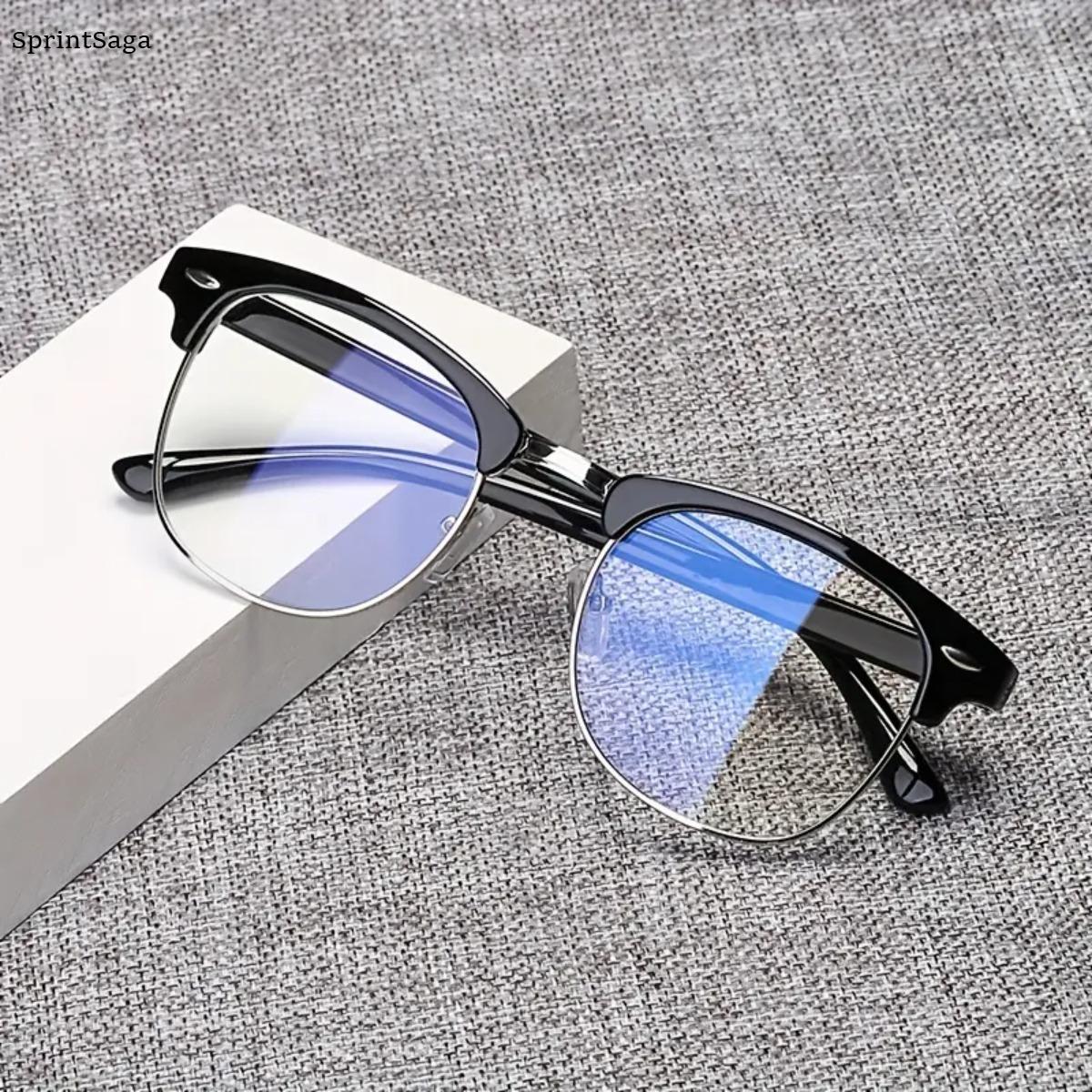 Blue Light Glasses for Women Men, Lightweight Black Metal Frame Computer Glasses, Anti Eye Strain Aesthetic Eyewear for Work, Gaming, Study, Screen Time, Everyday Wear