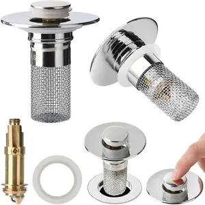 Bathroom Sink Stopper Hair Catcher, Universal Pop Up Sink Drain Filter with Stainless Steel Filter Basket, Bathroom Sink Drain Strainer