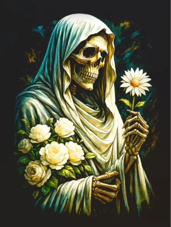 Halftone Skull Design for Black Fabric Ready to Press Heat Transfer DTF Transfer Direct to Film Heat Press Settings 300-320°F Cotton Polyester Firm Press Instructions